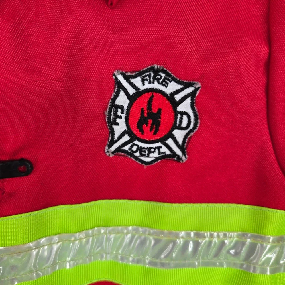 Amscan Kids Firefighter Costume Jacket Red Reflective Fireman Uniform Toy